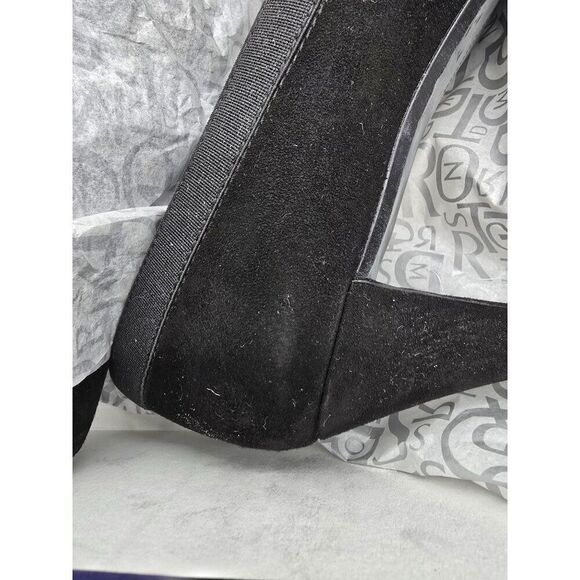 Stuart Weitzman Black Suede & Fabric Heels With Square Toe & 3-Inch Heel - Picture 11 of 13